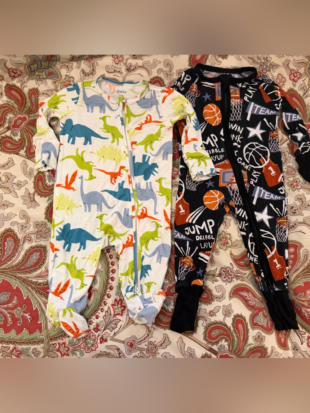 Lot of 2 Baby Boy Bamboo One Piece Pajamas  0-3 Months Quince Little Sleepies